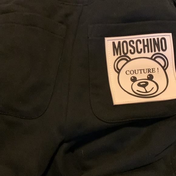 Moschino -back pocket Black Bear Logo Patch-front zip quilt sides-Joggers-38 - Picture 4 of 8